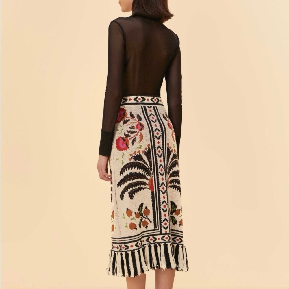 Palms Paradise Knit Fringe Skirt
